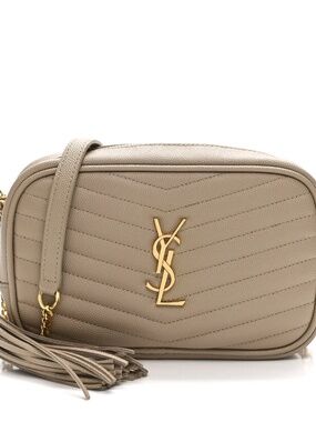 Saint Laurent Dark Beige Grain De Poudre Matelasse Mini Lou Camera Bag NWT/NIB